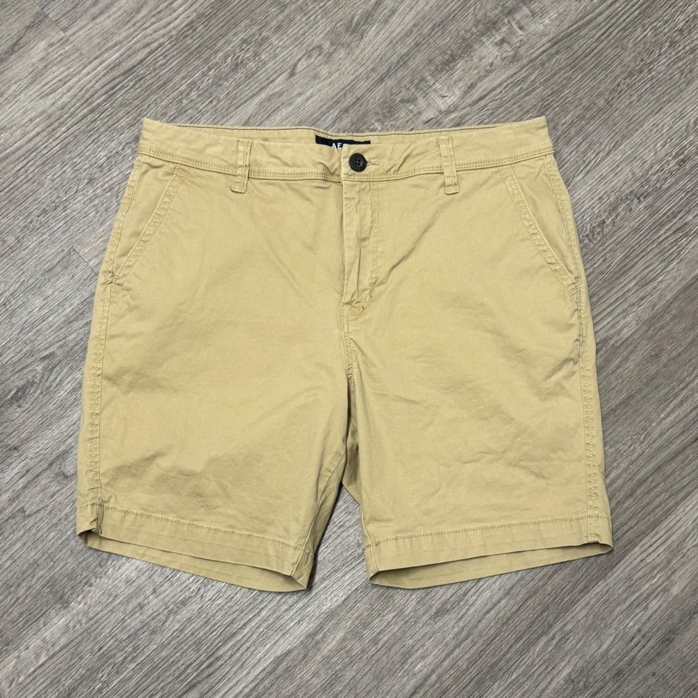 Aero Mens Khaki Chino Shorts Tan Size 32 Stretch Cotton‎ Flat Front Casual 8
